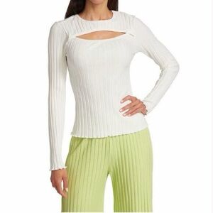 Simon Miller Kai Cutout Longsleeve Top in Ivory/White Size Small